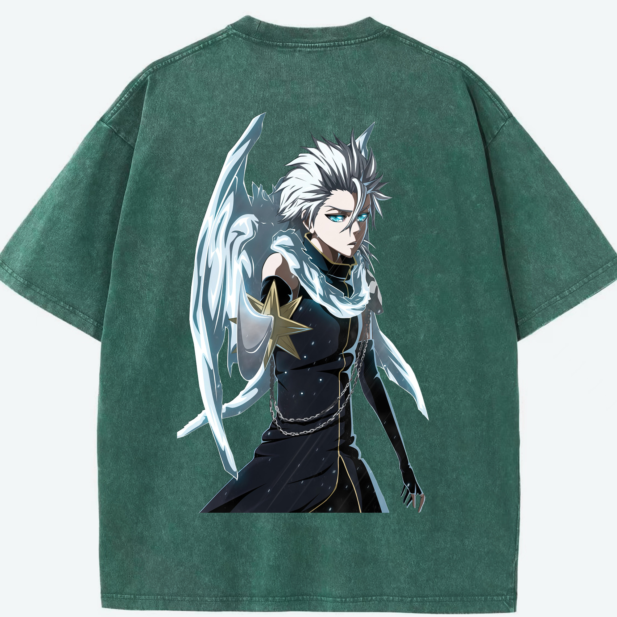 （画像用） ブリーチ 日番谷冬獅郎（ひつがや とうしろう） BLEACH Hitsugaya Toushirou 綿100% ヴィンテージ風 半袖Tシャツ（背面プリント）